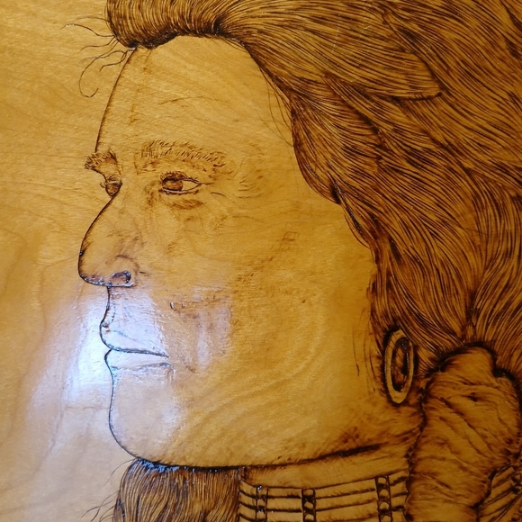 Wooden Oval Wall Art with Native American Design - Picture 4 of 10